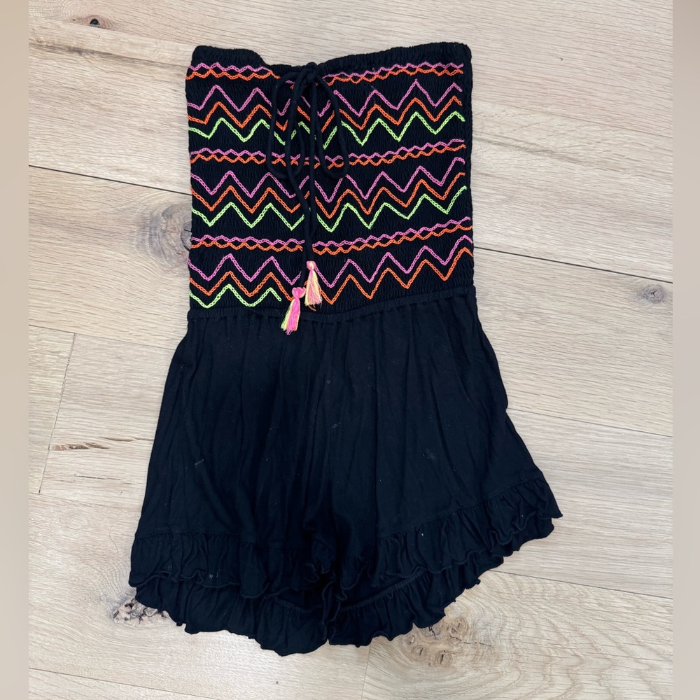 FBZ Embroidered Black kids Romper
